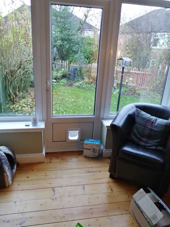Cat flap installations through a wall Jesmond
