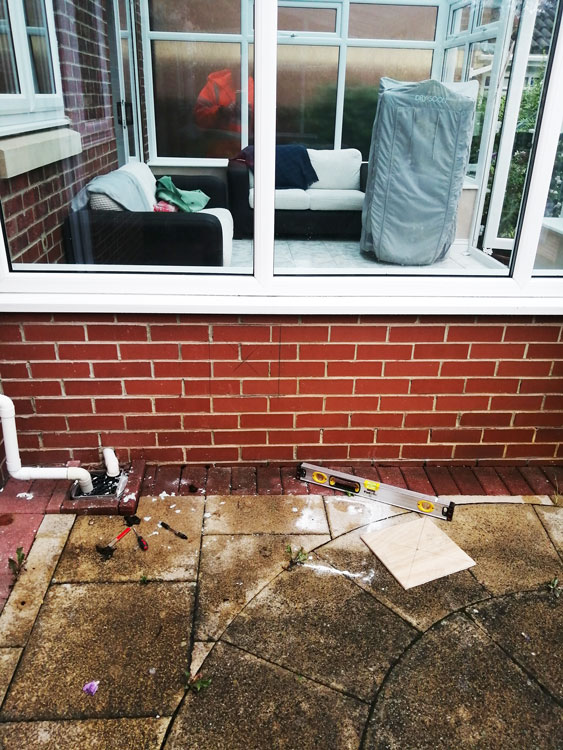 Cat flap tunnels fitted through the wall
