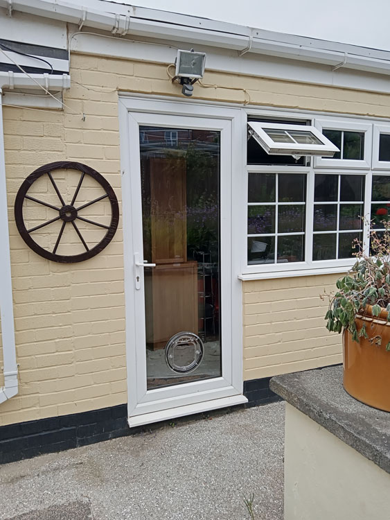 Cat flaps installed in patio doors