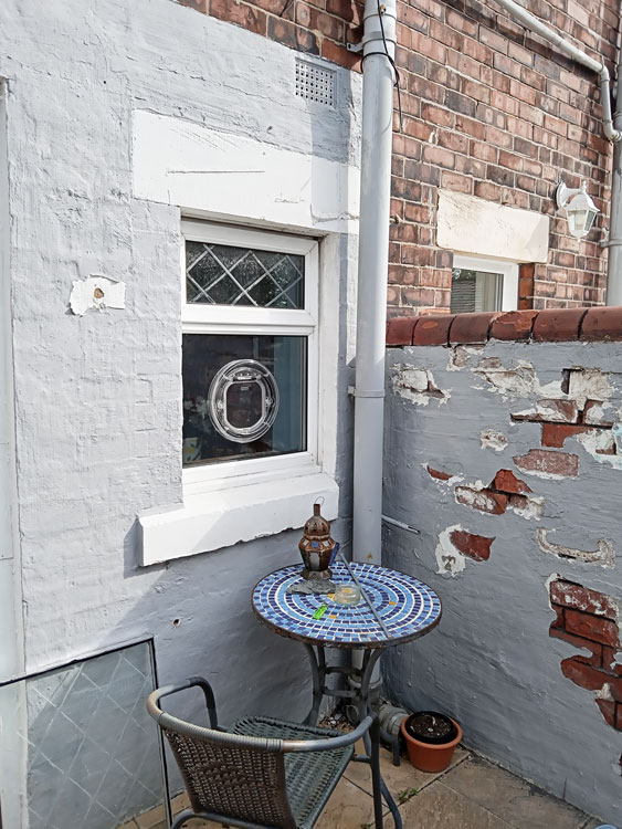 Cat flaps installed in glass