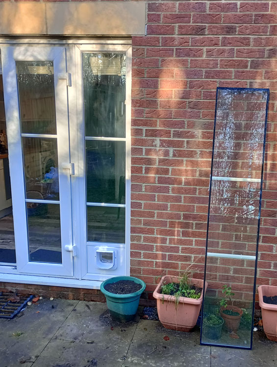 Cat flaps installed in glass doors