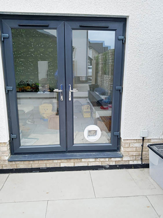 Cat flaps installed in patio doors