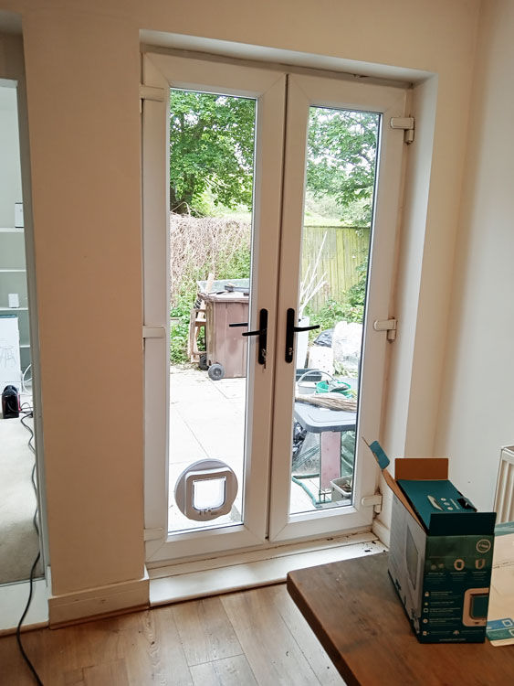 Cat flaps installed in patio doors