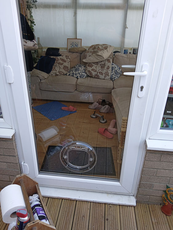 Cat flaps installed in patio doors
