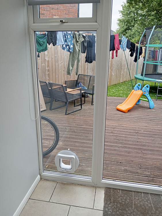 Cat flaps installed in patio doors