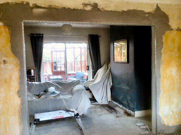 Removal of a living room wall, property restorations Newcastle
