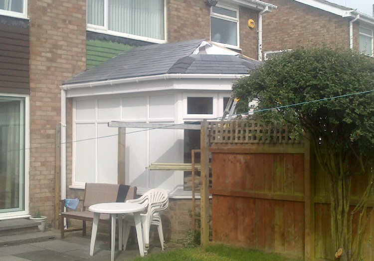 Conservatory roof tilers - roof partly tiled