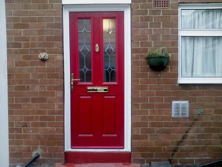 Red coloured composite doors Newcastle