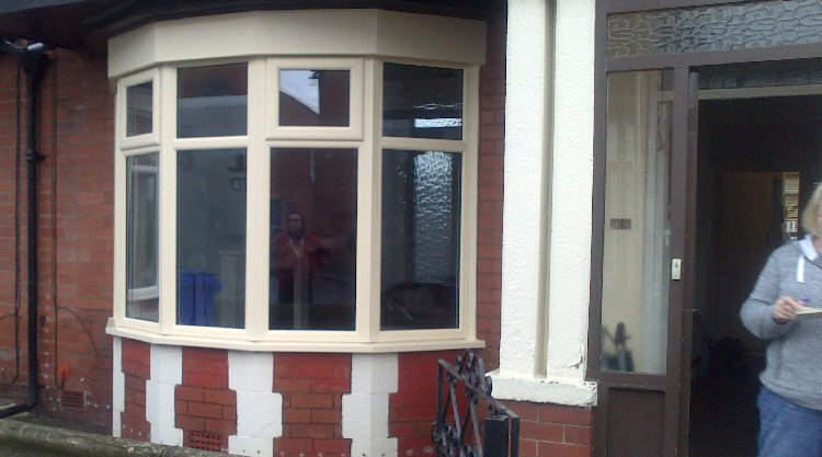expertly installed cream coloured bay window installers Blyth